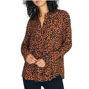 Sanctuary Leopard Long Sleeve Button Up Shirt Small